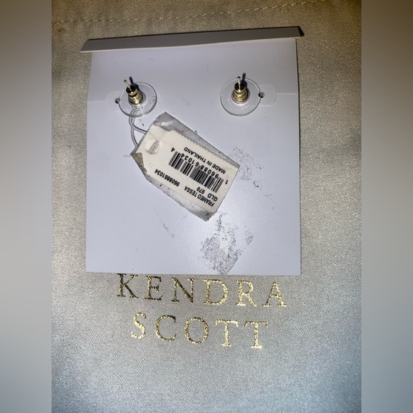 BNWT Kendra Scott Framed Gold Tessa Stud Earrings in Iridescent Drusy $80 - Picture 4 of 4
